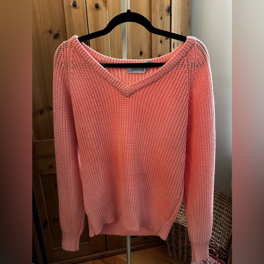 Pretty coral knitted sweater!